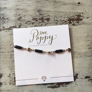 Love Poppy Delicate Black & Vintage Gold Bracelet​​​​​​​​​